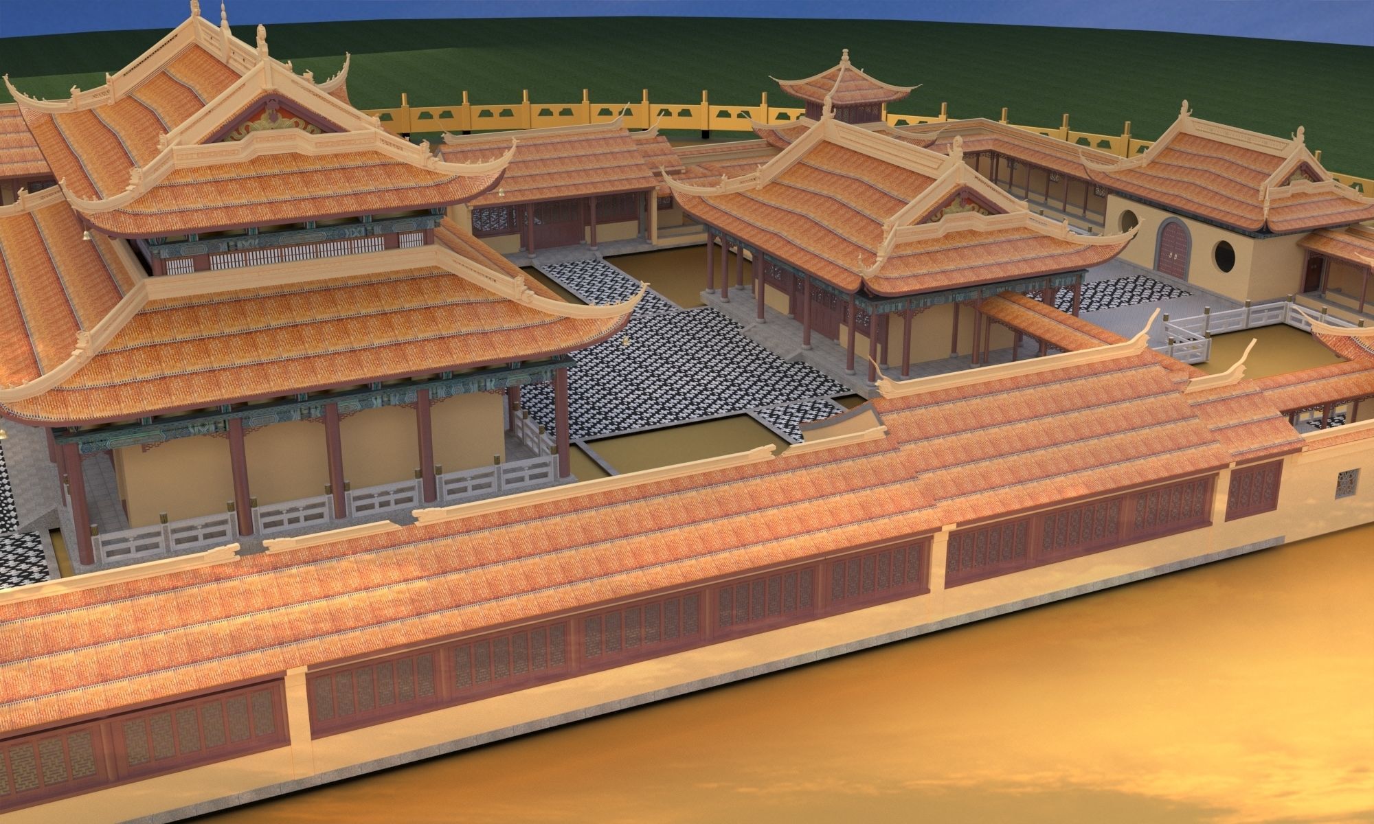 Chinese ancient courtyard house 3D model_1