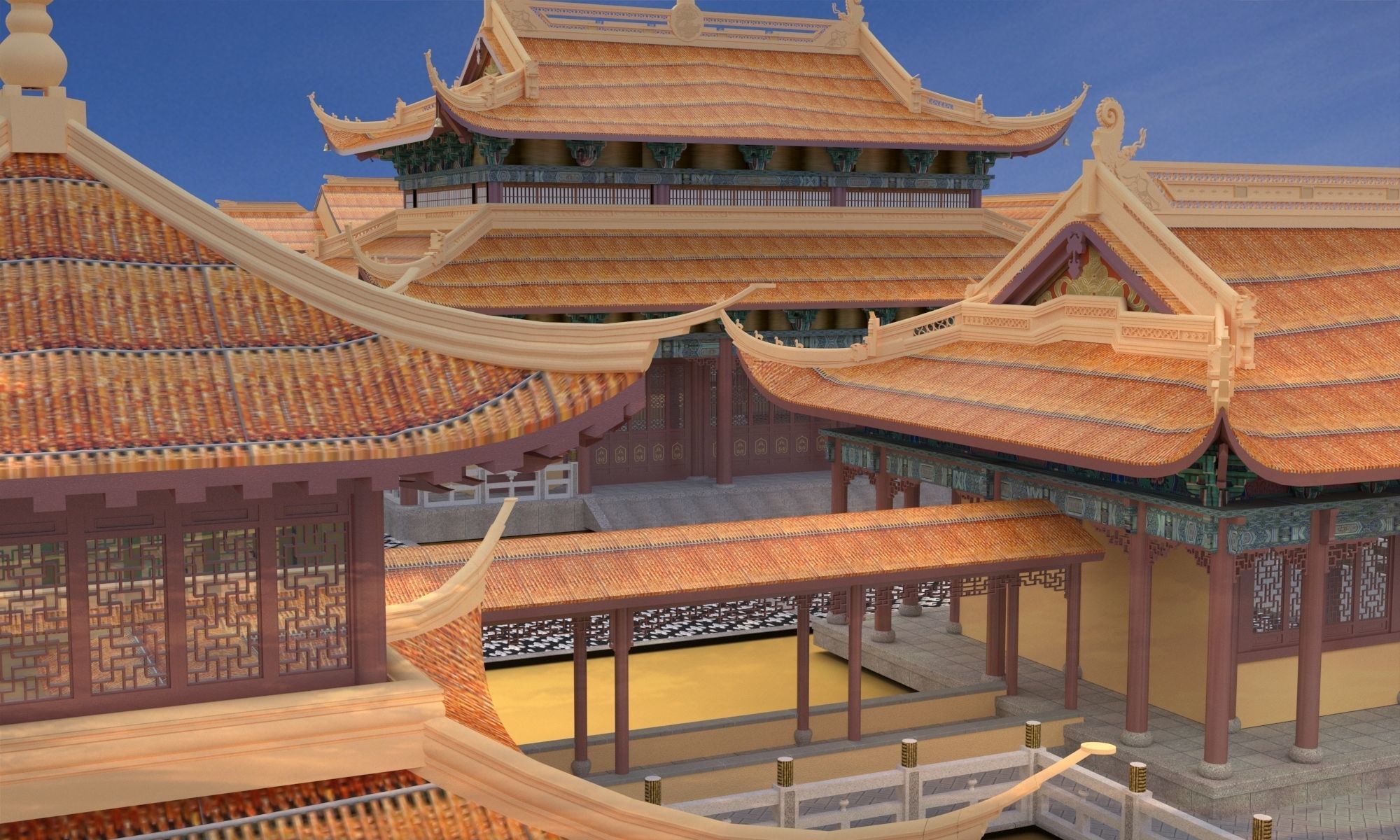 Chinese ancient courtyard house 3D model_2