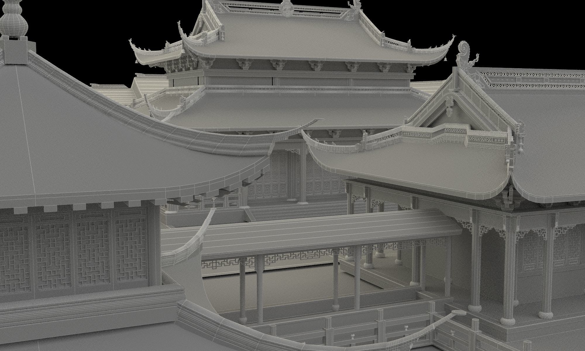 Chinese ancient courtyard house 3D model_7