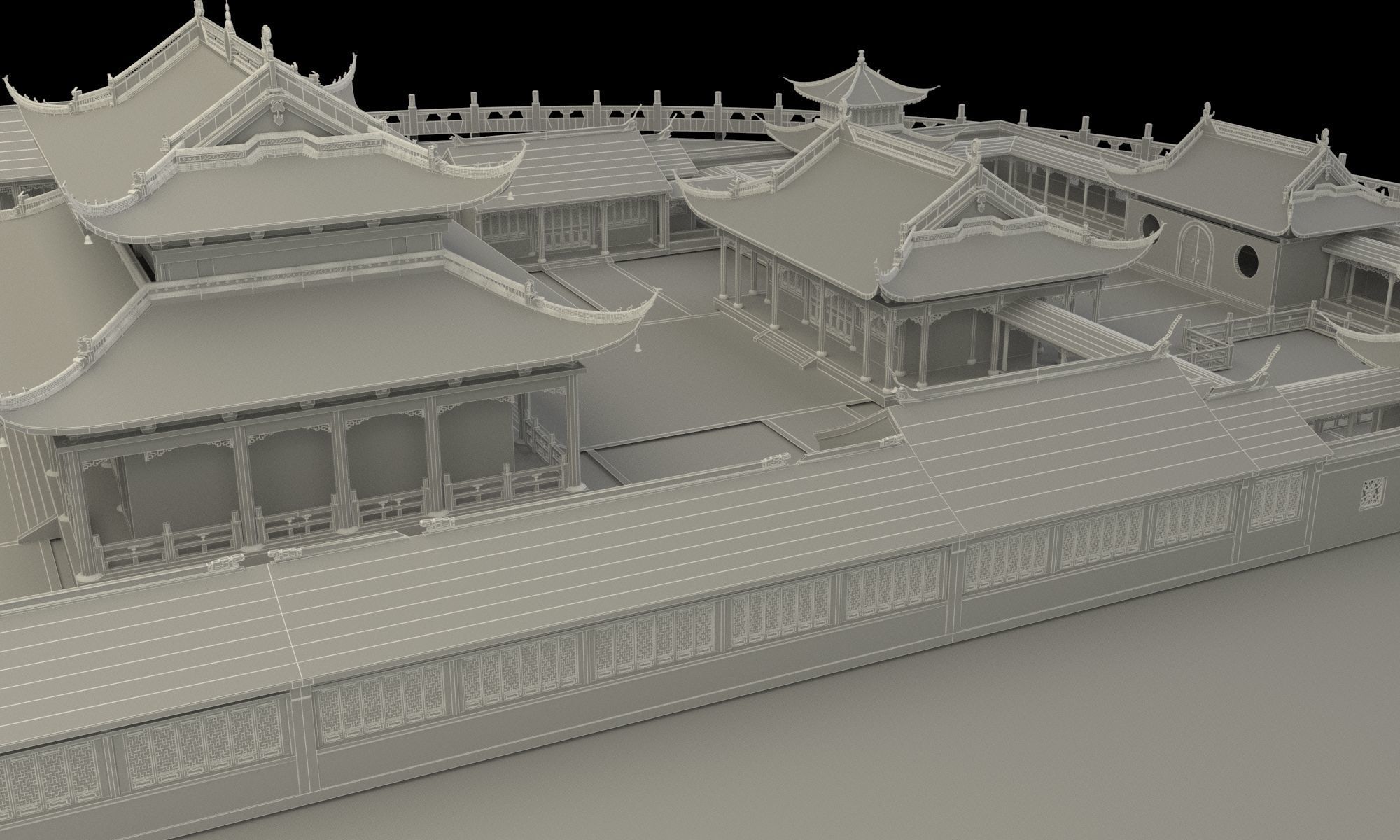 Chinese ancient courtyard house 3D model_6