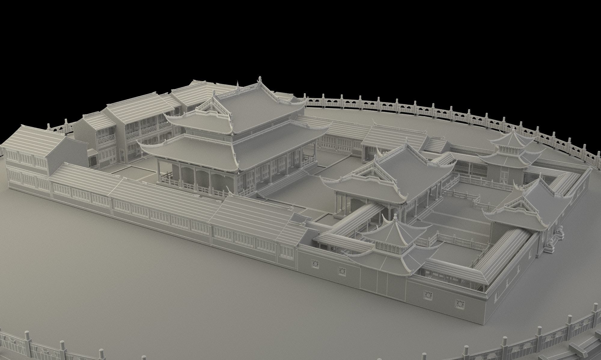 Chinese ancient courtyard house 3D model_5
