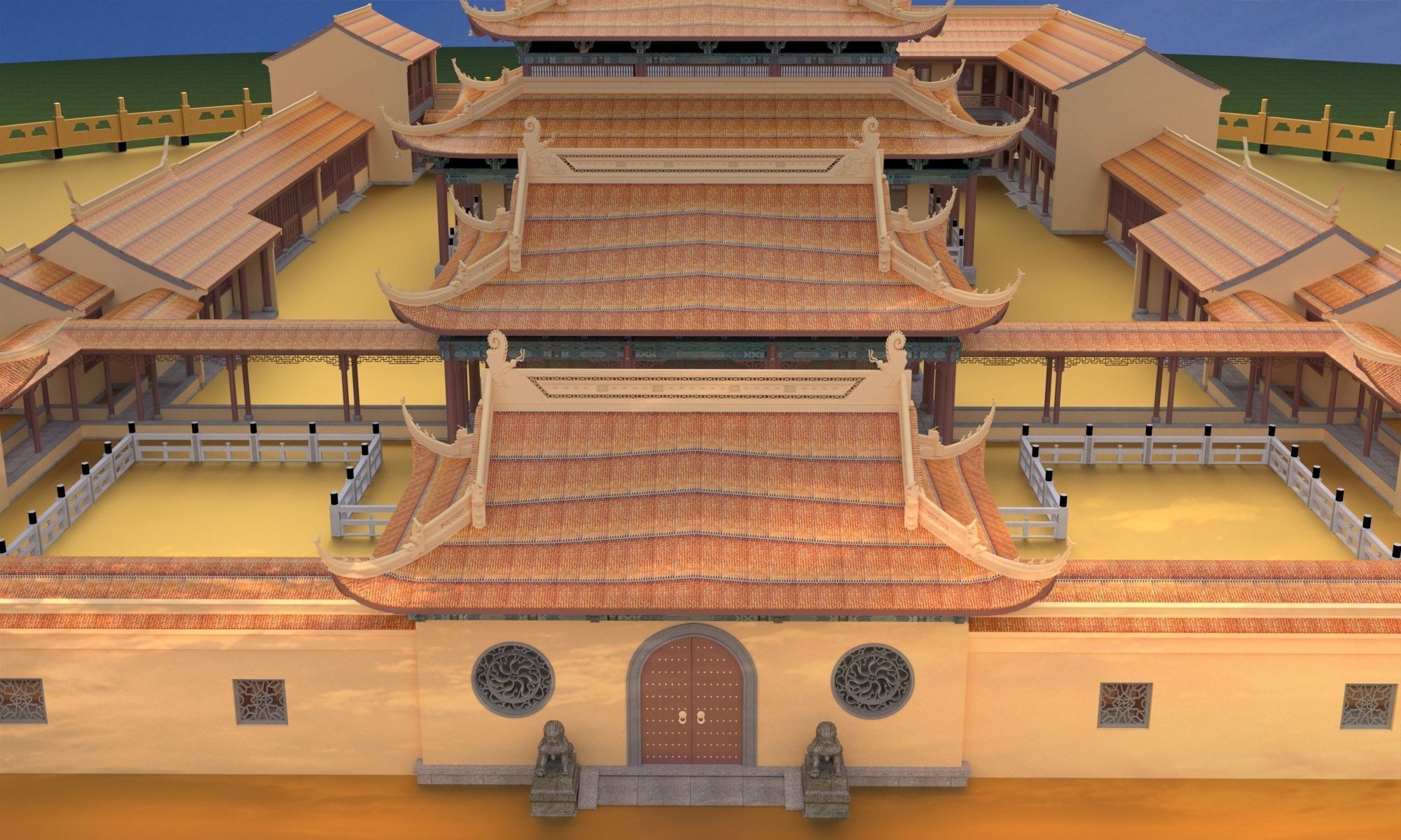 Chinese ancient courtyard house 3D model_4