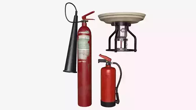 Fire equipment collection 01 PBR Low-poly 3D model