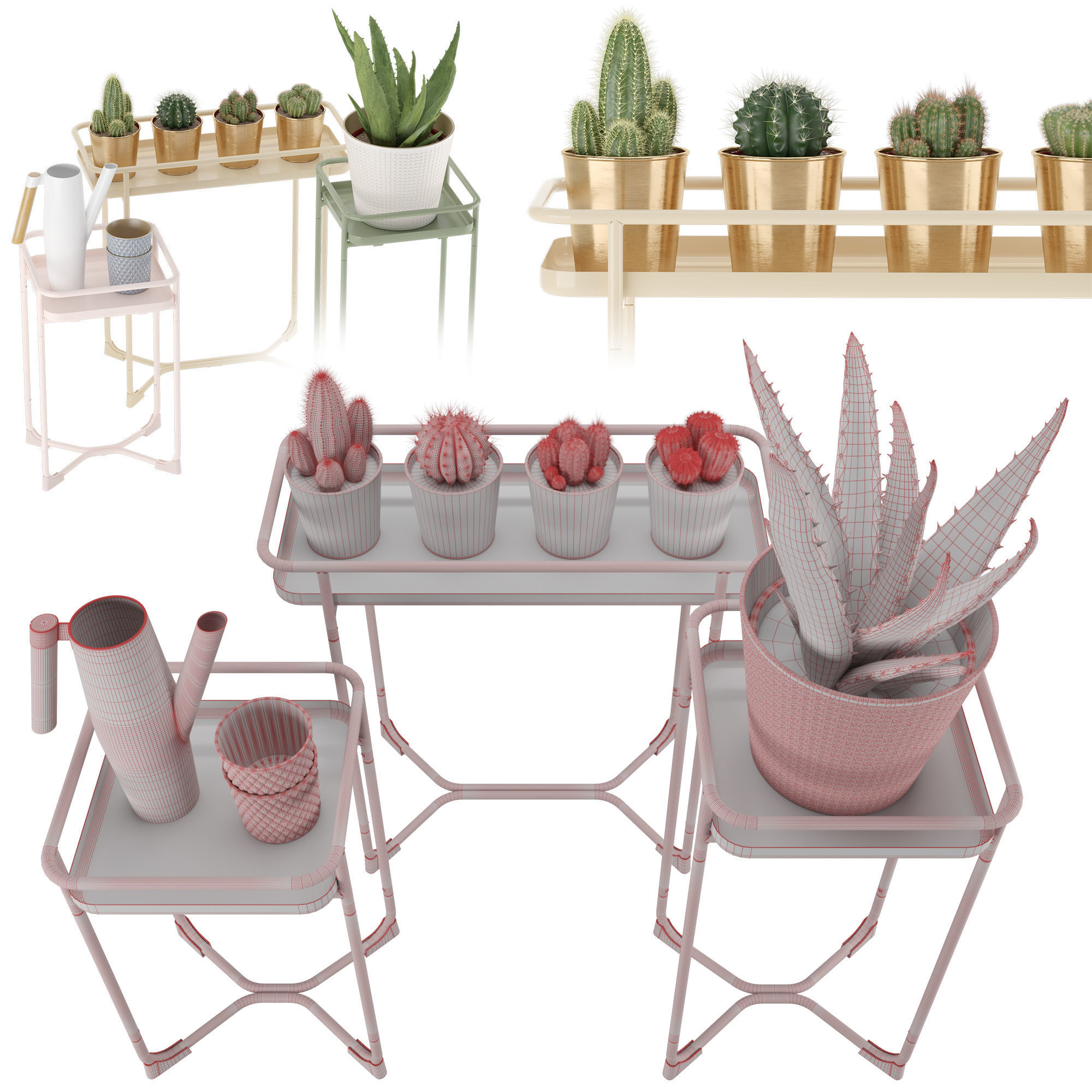 IKEA KRYDDPEPPAR with cactus and BITTERGURKA Watering can 3D model_15