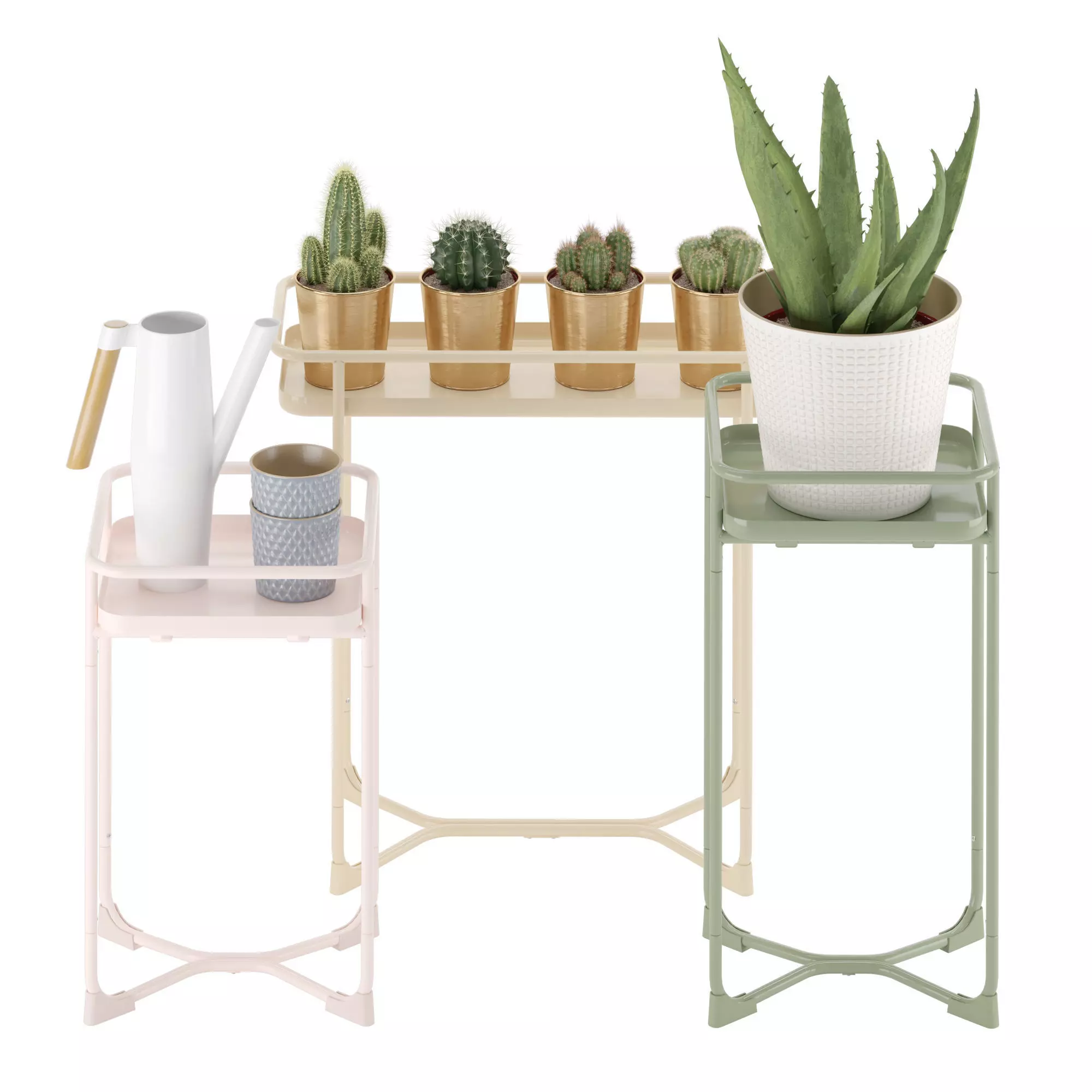 IKEA KRYDDPEPPAR with cactus and BITTERGURKA Watering can 3D model_0