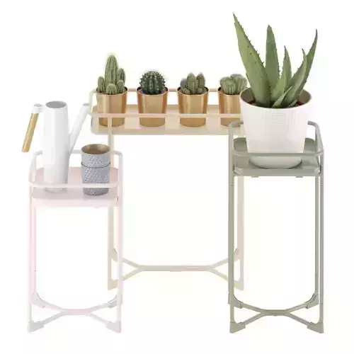 IKEA KRYDDPEPPAR with cactus and BITTERGURKA Watering can 3D model