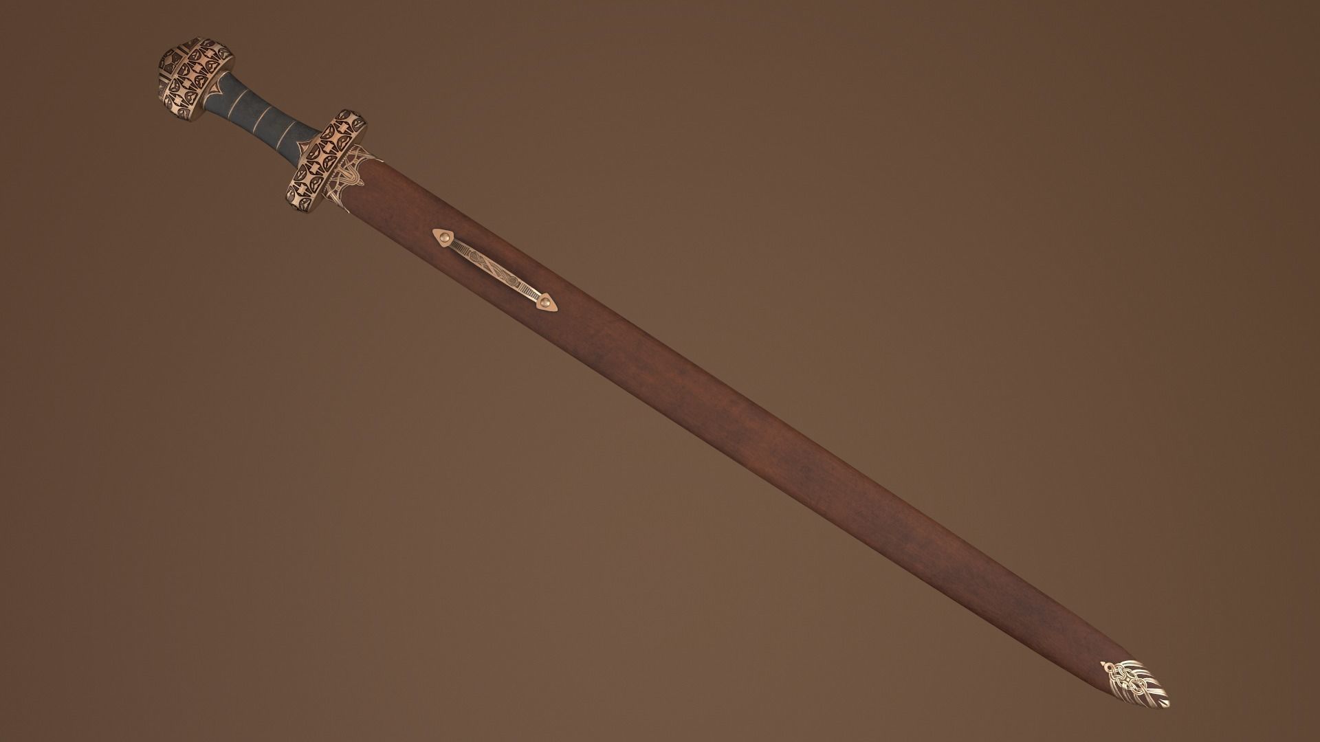 Viking Sword Complete with Sheath - PBR Low-Poly Model Low-poly 3D model_9