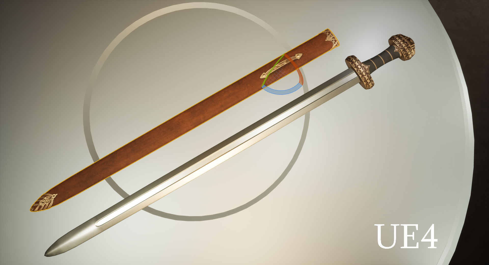 Viking Sword Complete with Sheath - PBR Low-Poly Model Low-poly 3D model_10