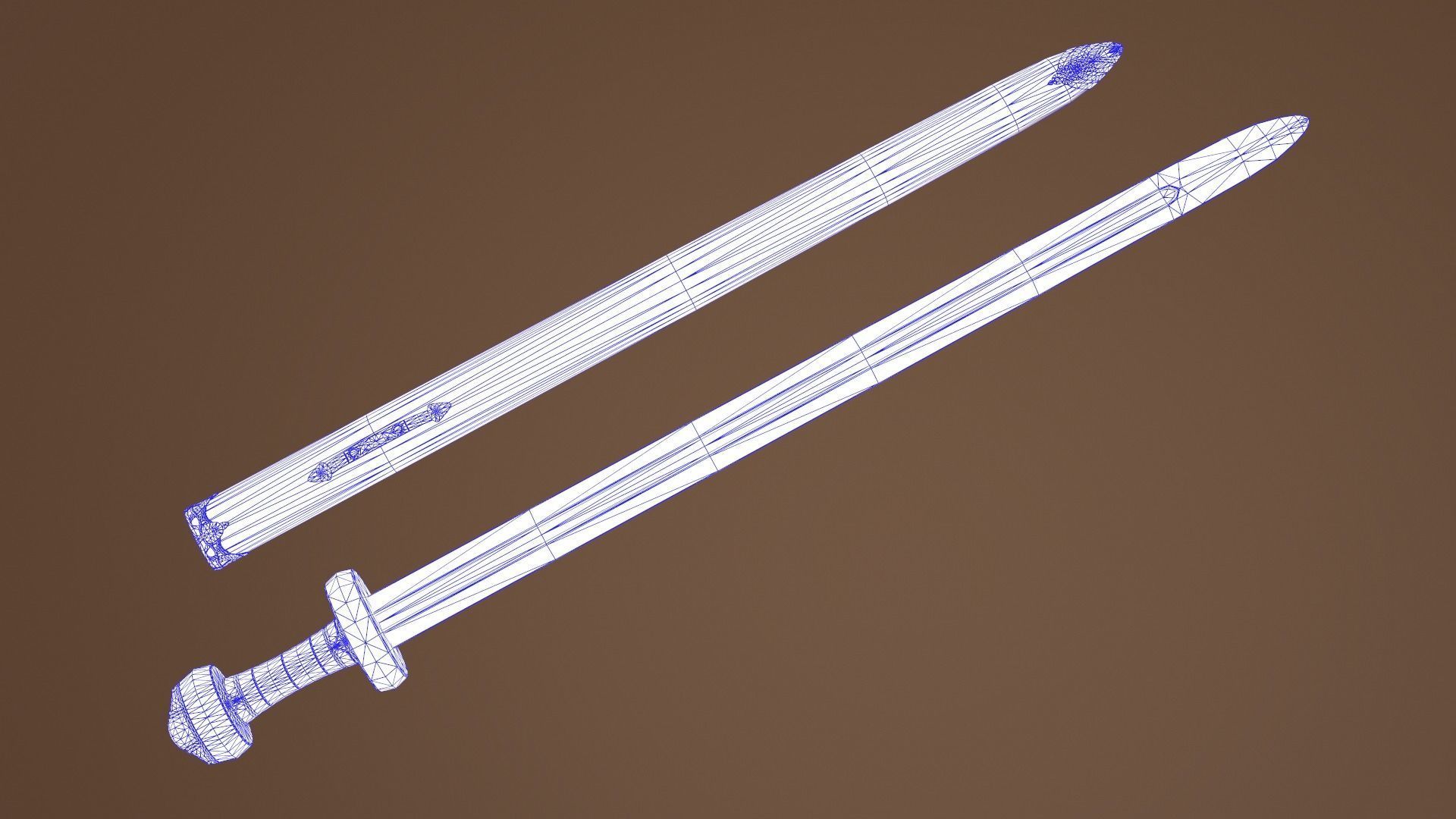 Viking Sword Complete with Sheath - PBR Low-Poly Model Low-poly 3D model_12