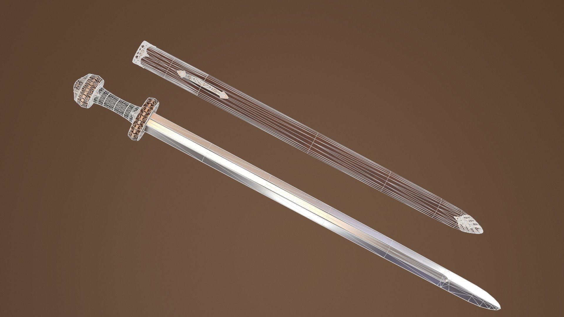 Viking Sword Complete with Sheath - PBR Low-Poly Model Low-poly 3D model_11