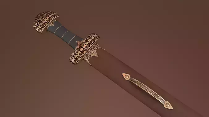 Viking Sword Complete with Sheath - PBR Low-Poly Model