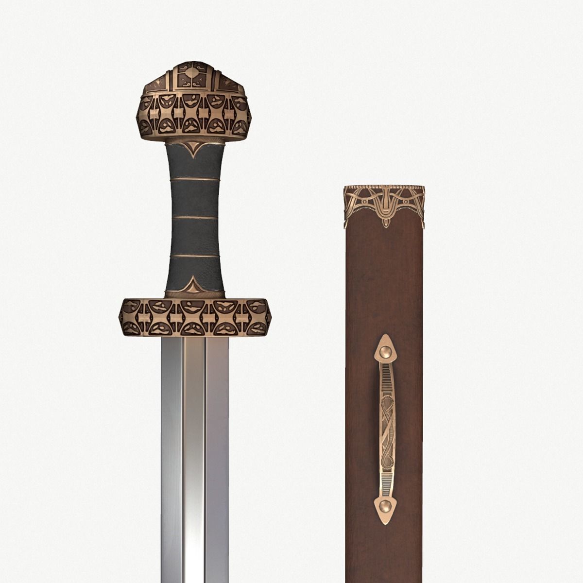 Viking Sword Complete with Sheath - PBR Low-Poly Model Low-poly 3D model_3