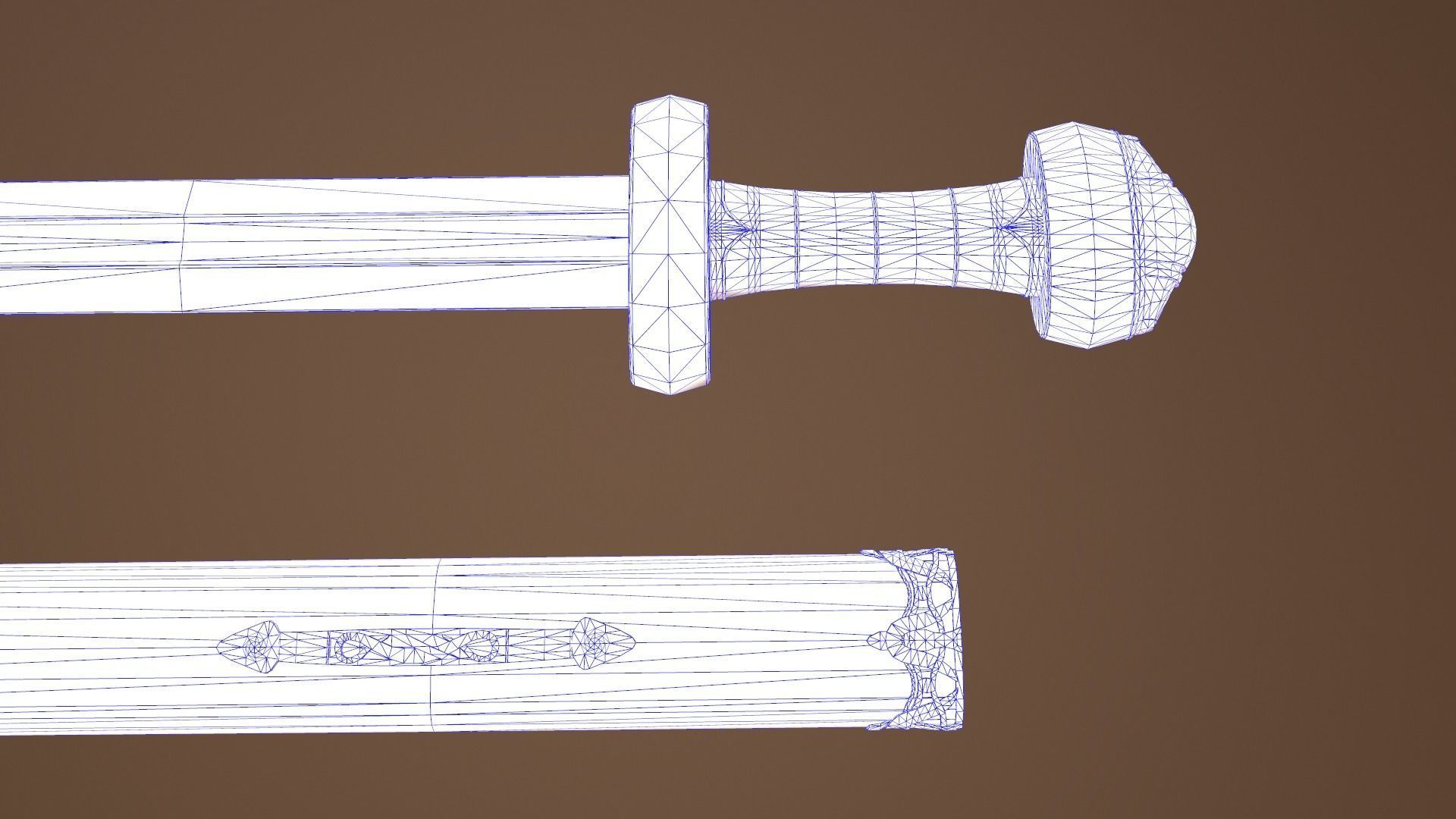 Viking Sword Complete with Sheath - PBR Low-Poly Model Low-poly 3D model_5