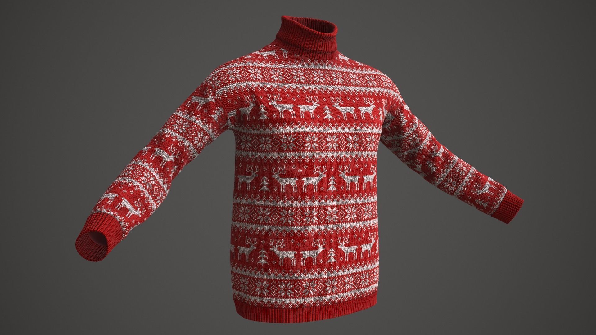 Christmas sweater Low-poly 3D model_2