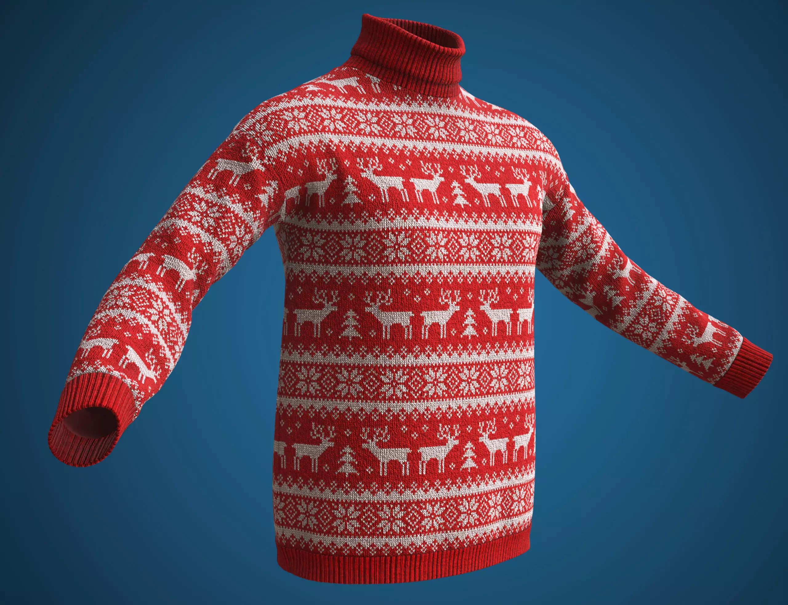 Christmas sweater Low-poly 3D model_0