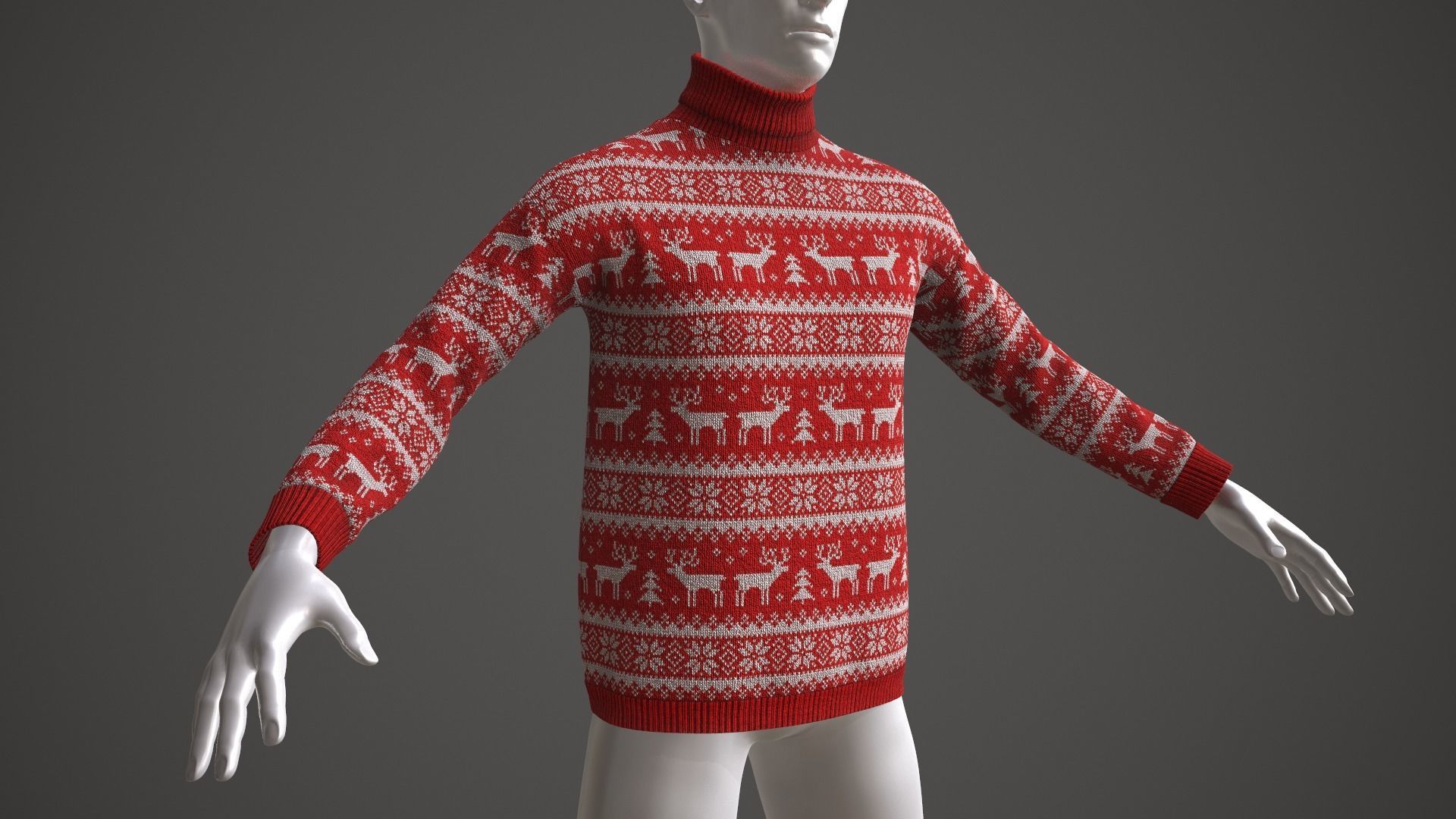 Christmas sweater Low-poly 3D model_3