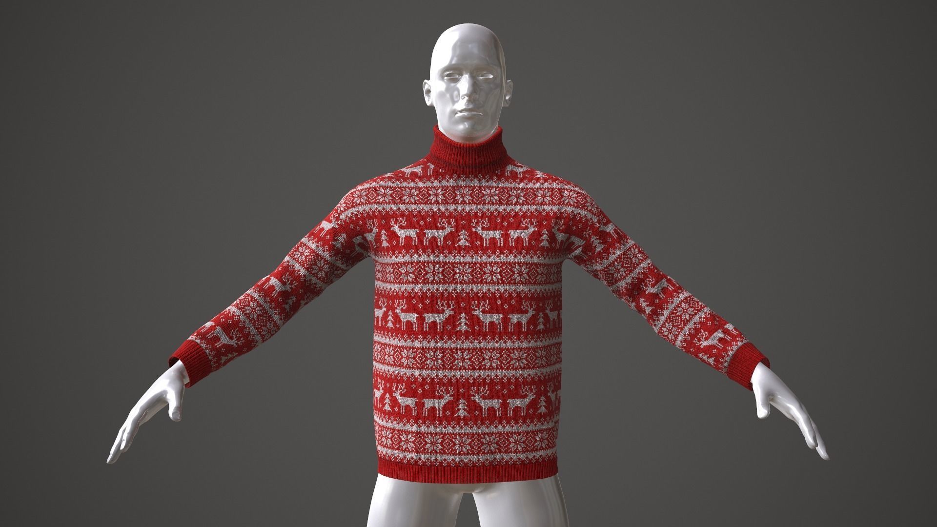 Christmas sweater Low-poly 3D model_12