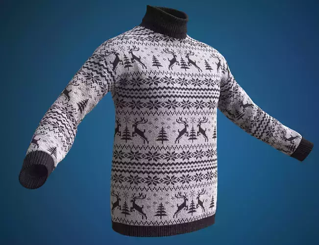 Christmas sweater white Low-poly 3D model