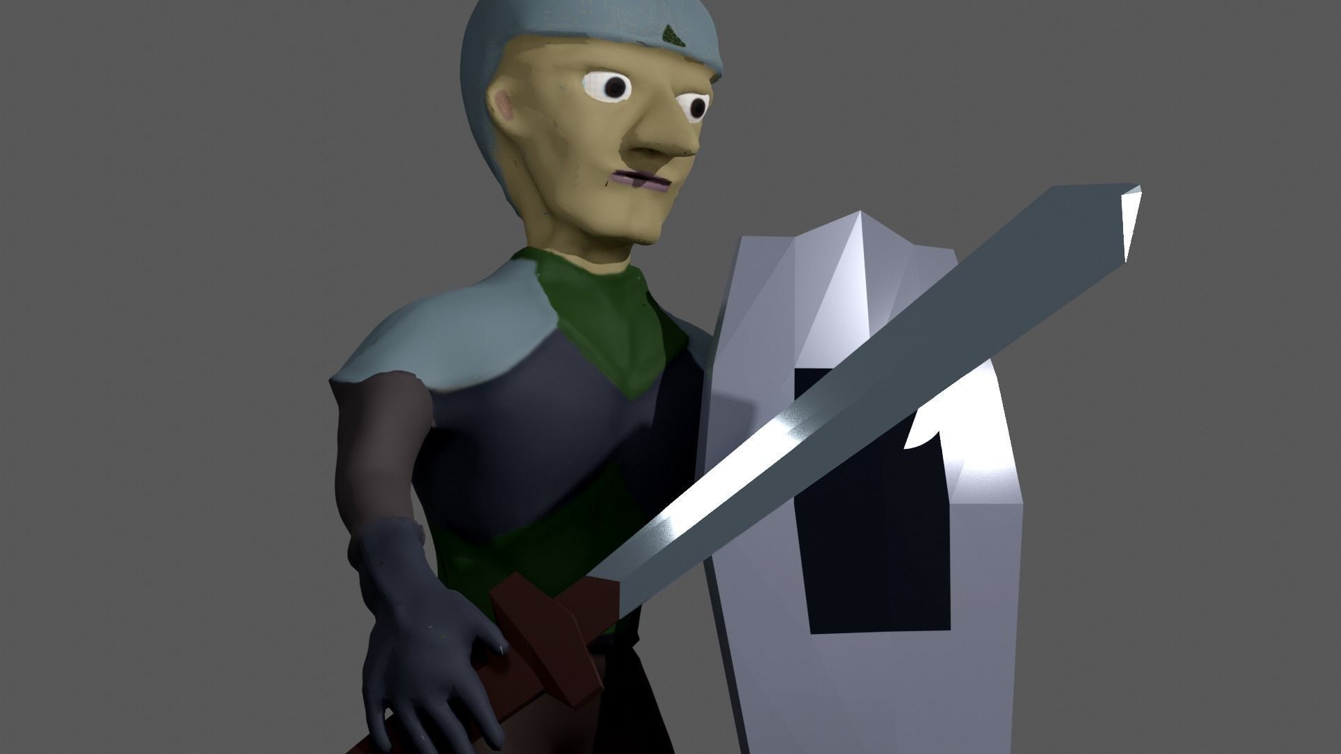 Swordsman Character Lowpoly Low-poly 3D model_4