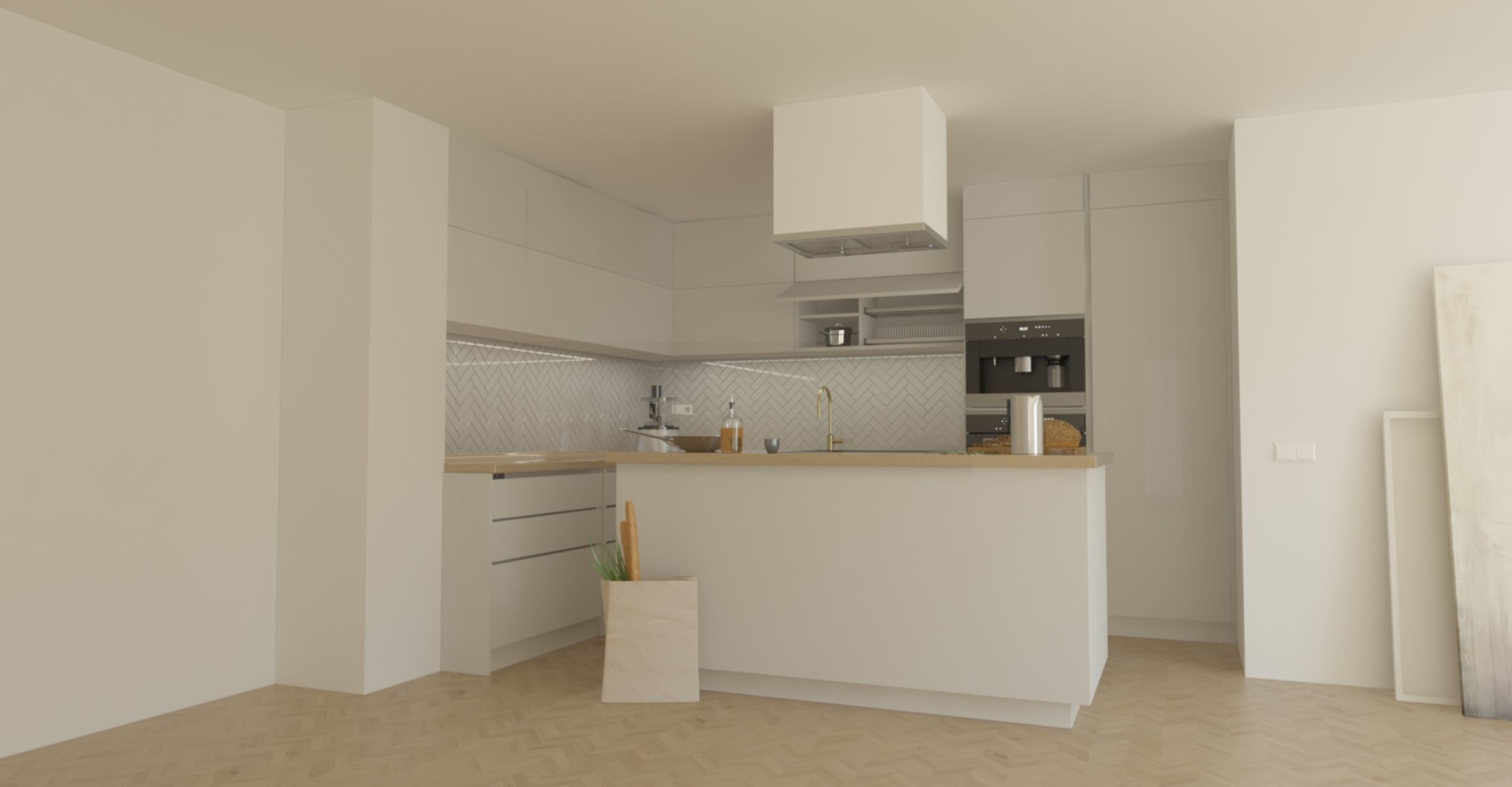 kitchen with stools and mirror 3D model_18