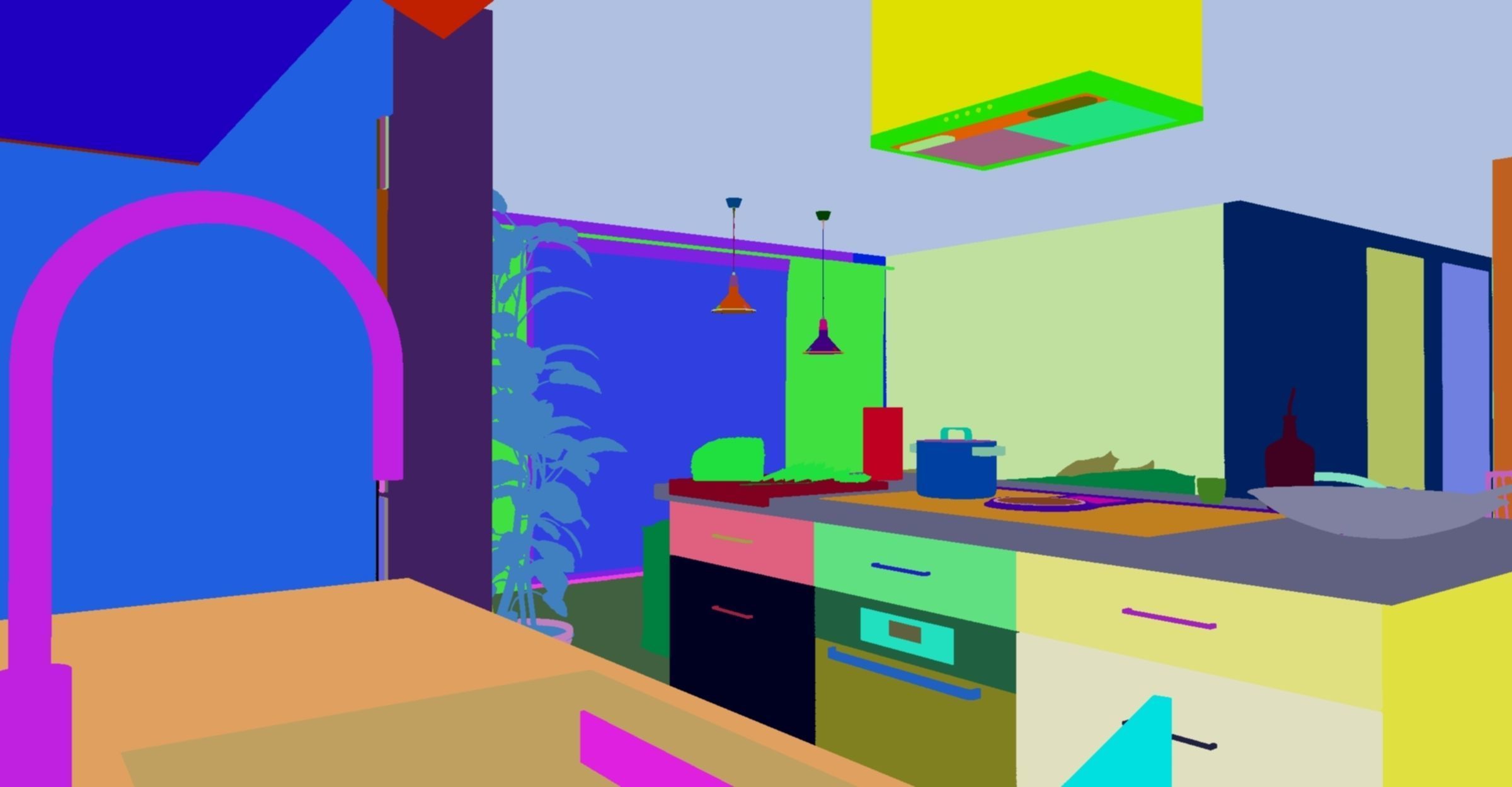 kitchen with stools and mirror 3D model_14
