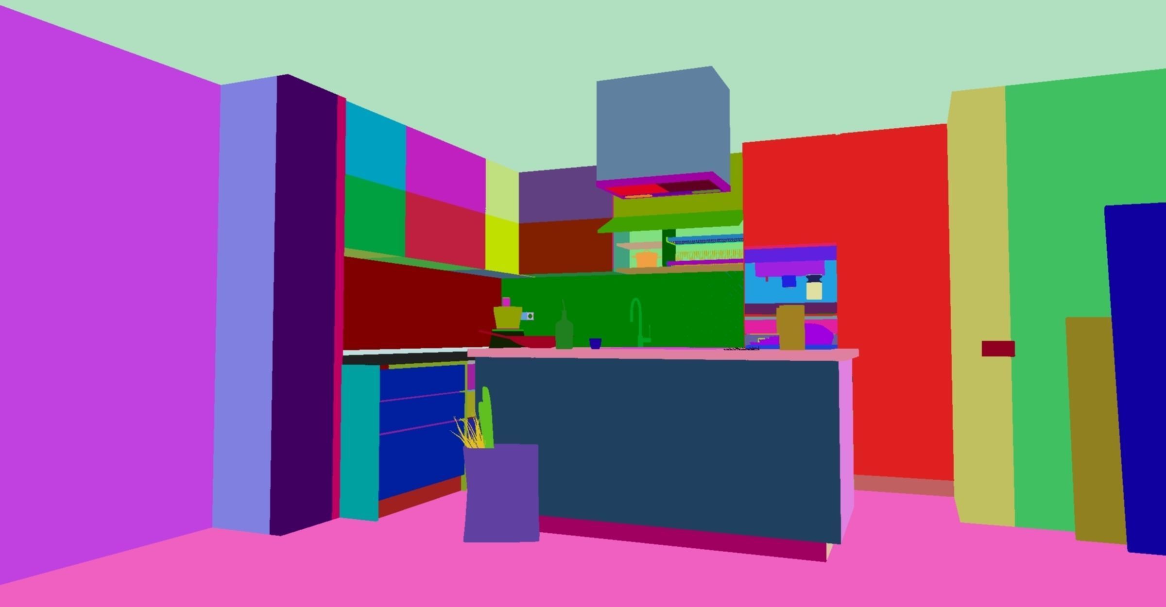 kitchen with stools and mirror 3D model_19