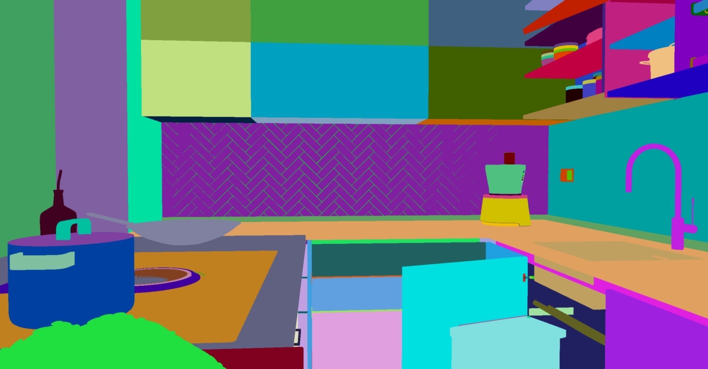 kitchen with stools and mirror 3D model_13