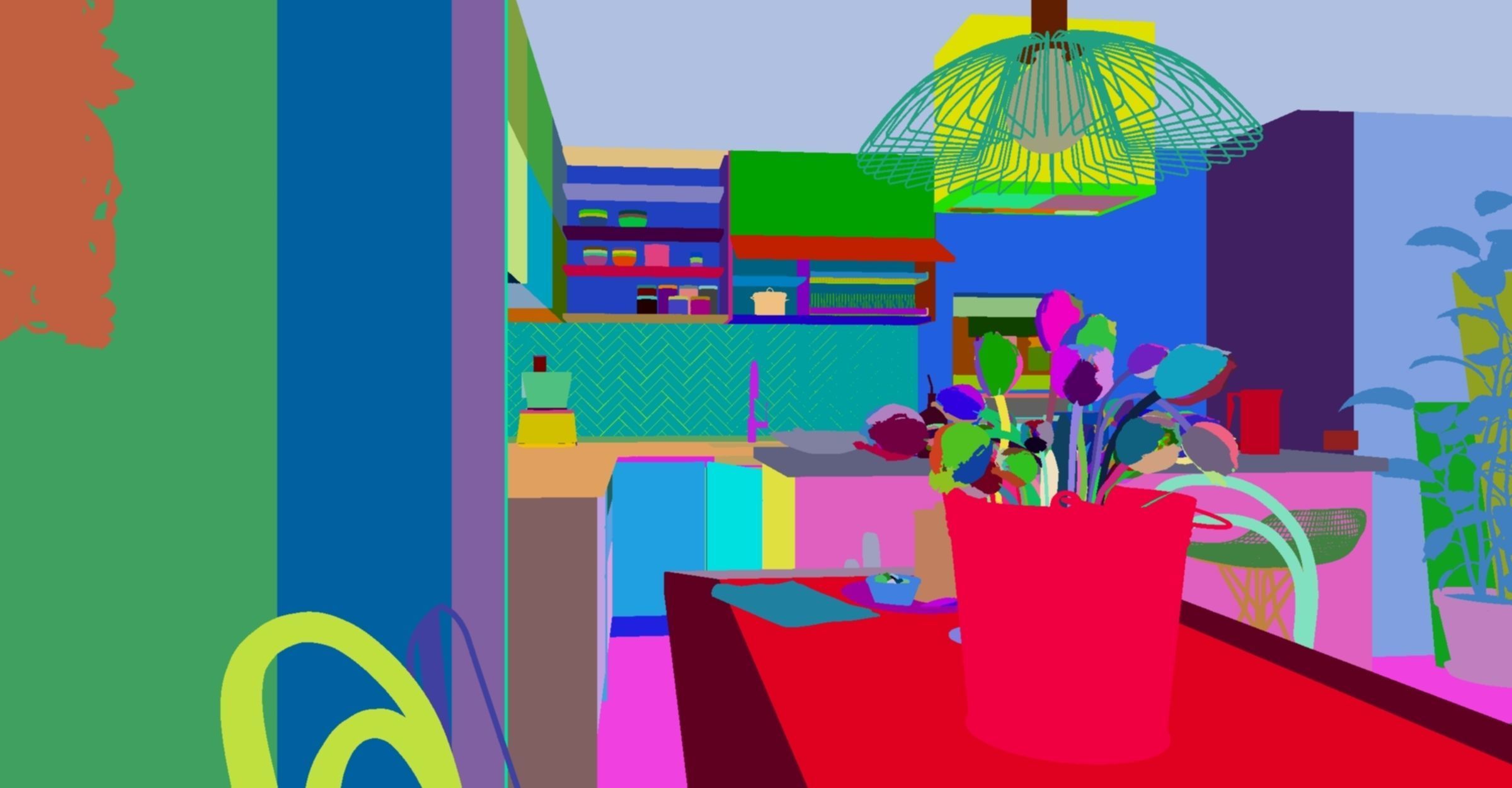 kitchen with stools and mirror 3D model_11