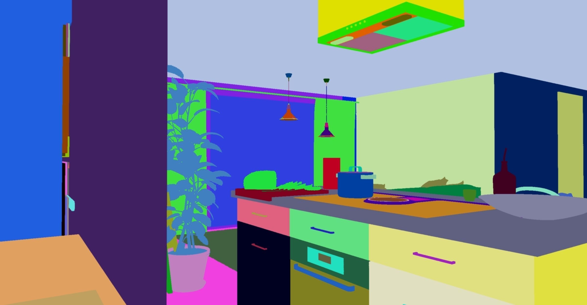 kitchen with stools and mirror 3D model_15