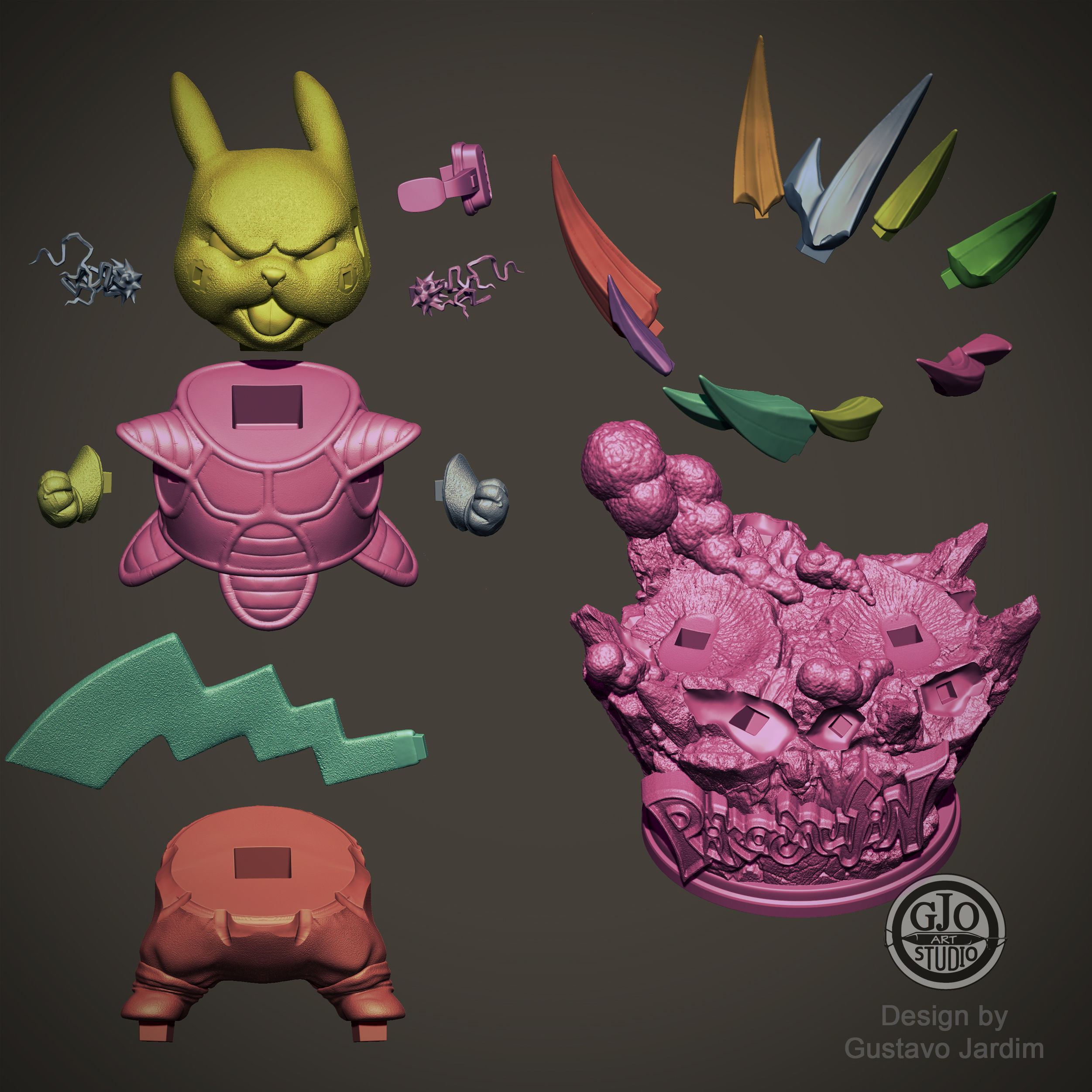 Pikachu sayajin dragonball 3D print model_13