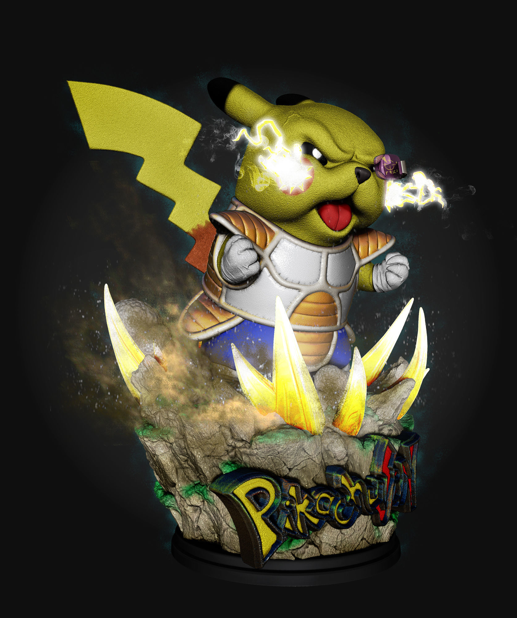 Pikachu sayajin dragonball 3D print model_2