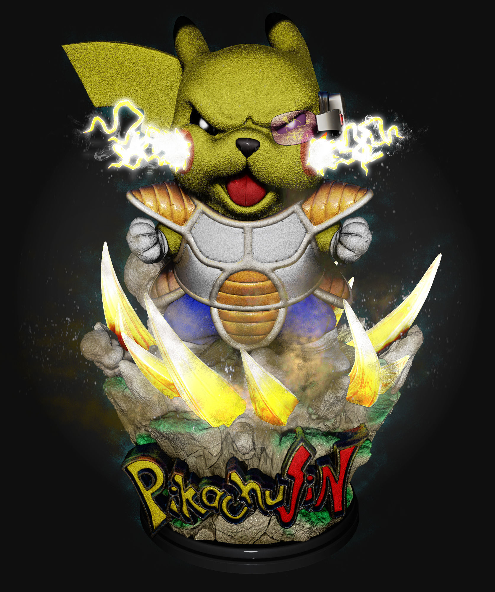 Pikachu sayajin dragonball 3D print model_1