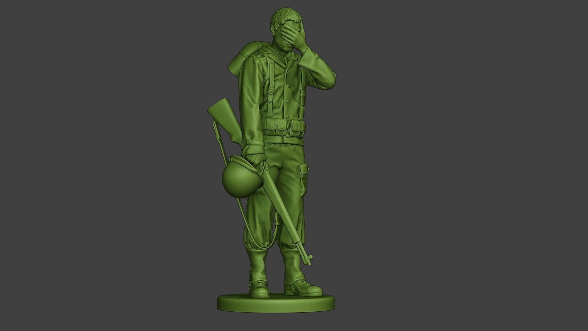 American soldier ww2 Crying A11 3D print model_13
