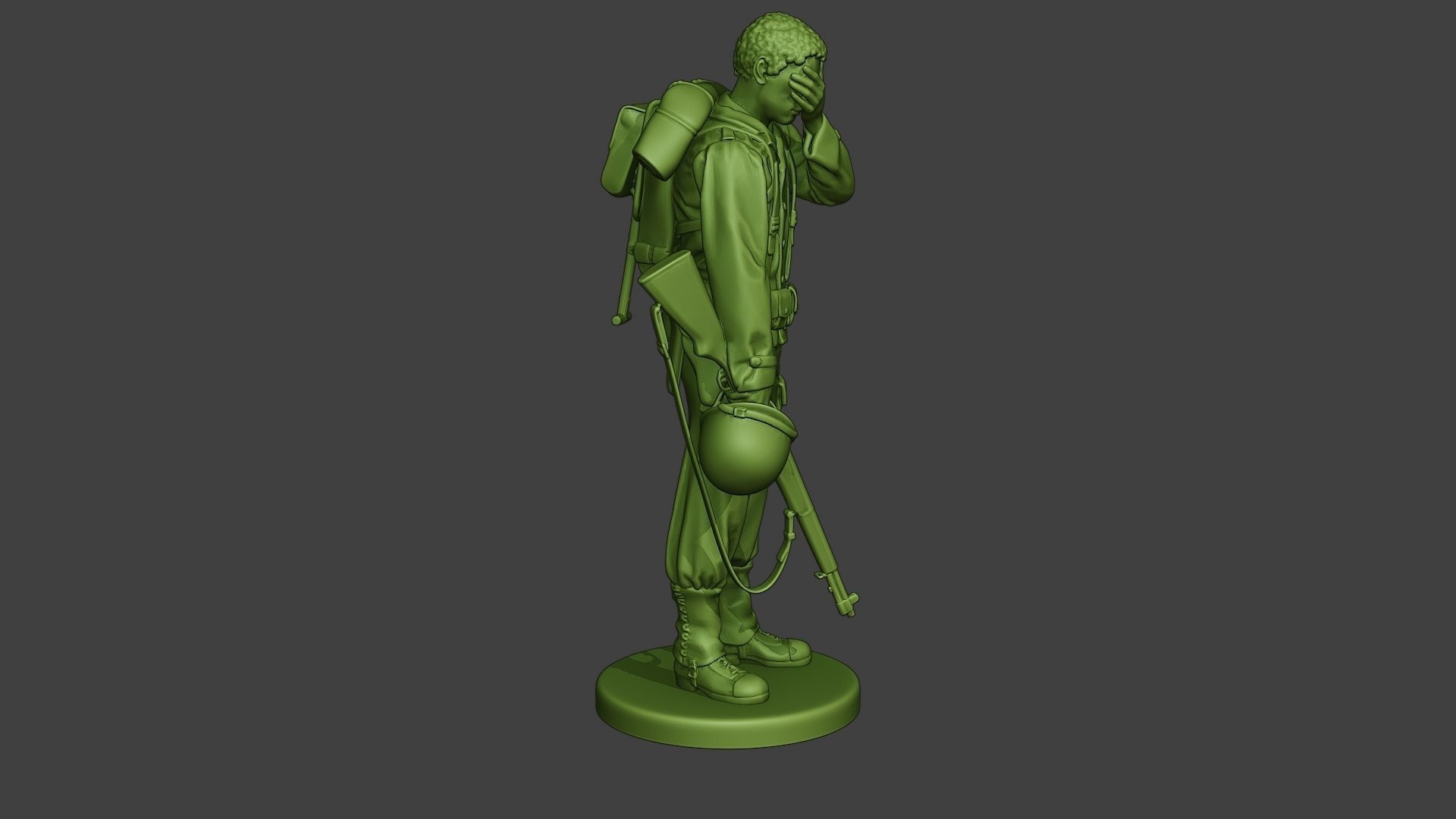 American soldier ww2 Crying A11 3D print model_9
