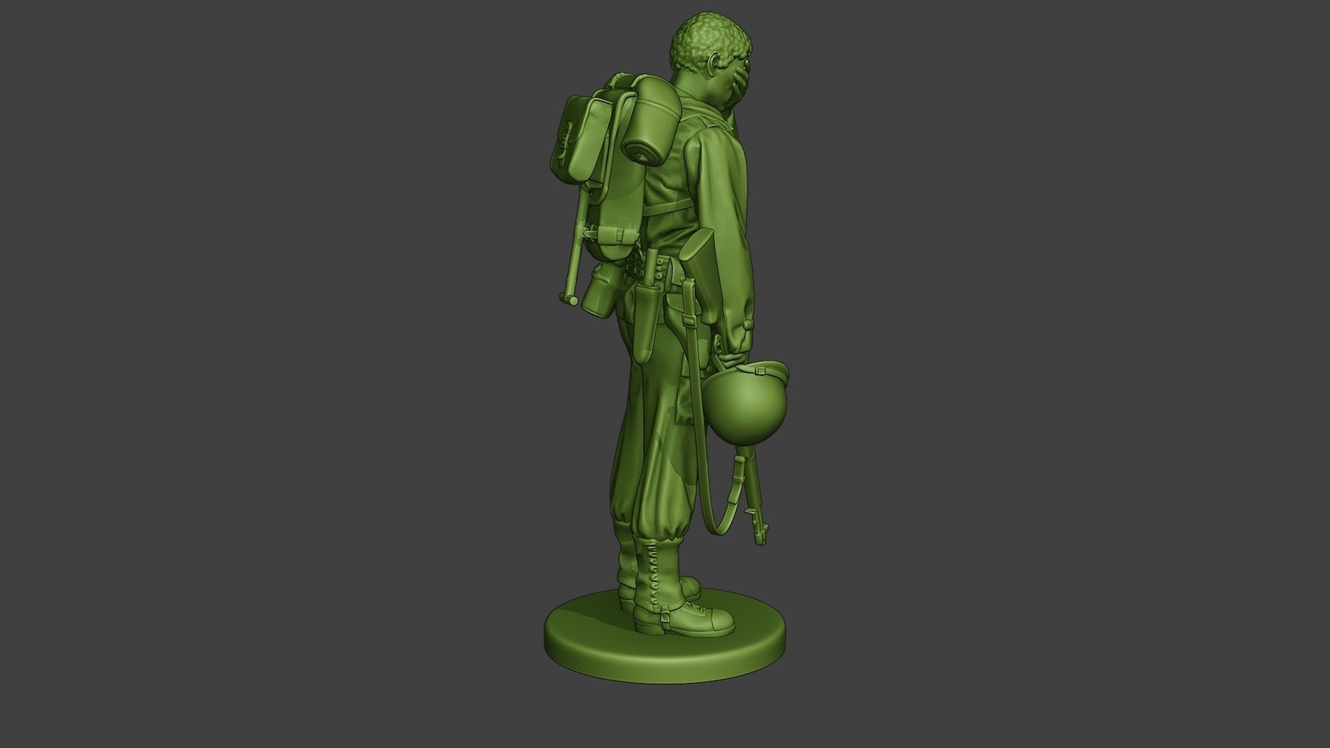 American soldier ww2 Crying A11 3D print model_8