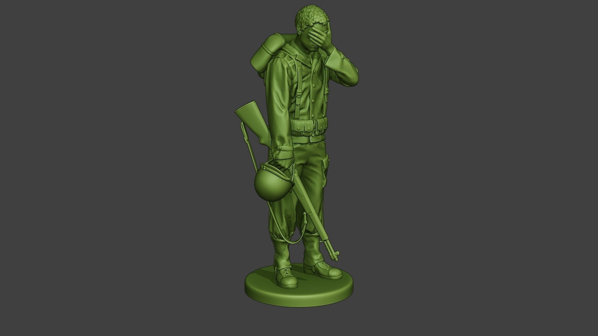 American soldier ww2 Crying A11 3D print model_10