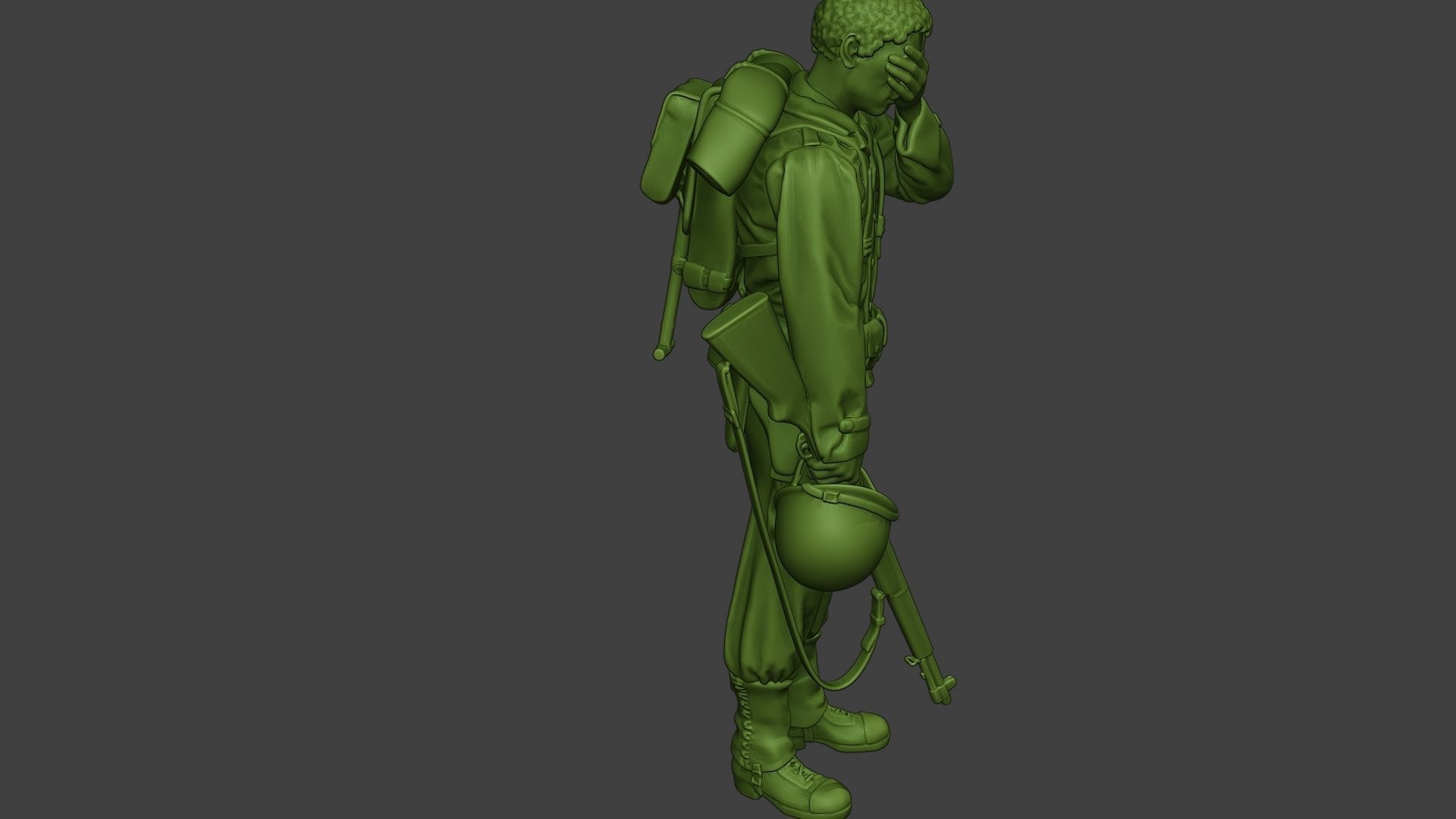 American soldier ww2 Crying A11 3D print model_30