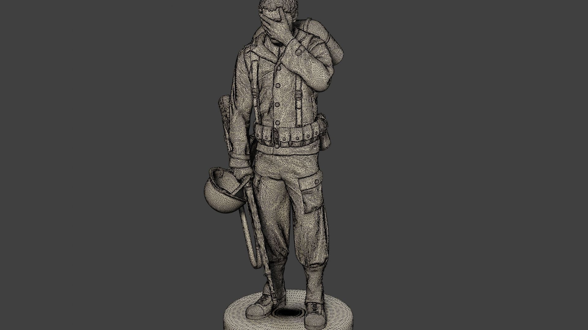 American soldier ww2 Crying A11 3D print model_12