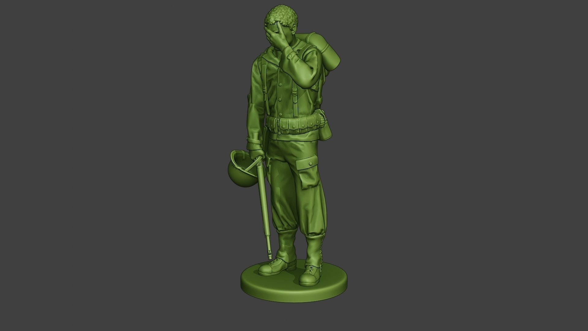 American soldier ww2 Crying A11 3D print model_2