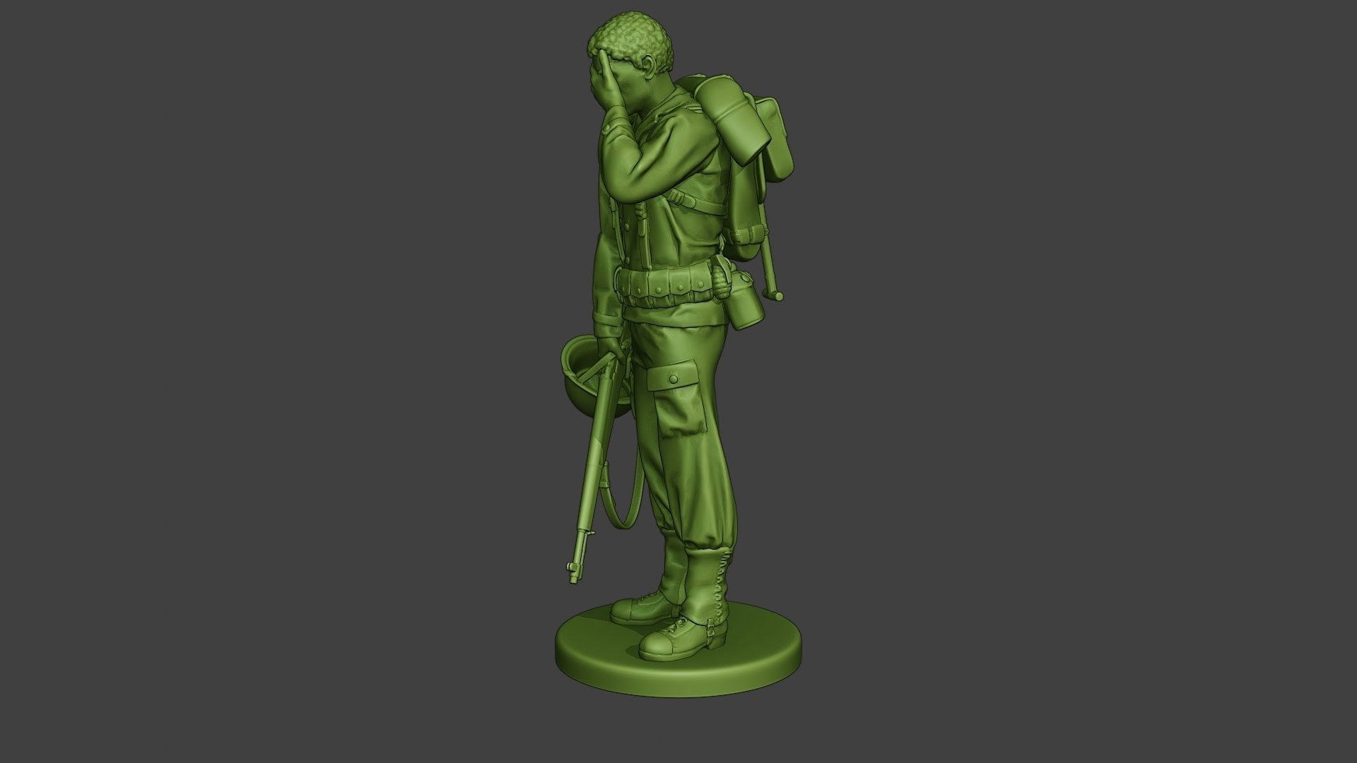 American soldier ww2 Crying A11 3D print model_3