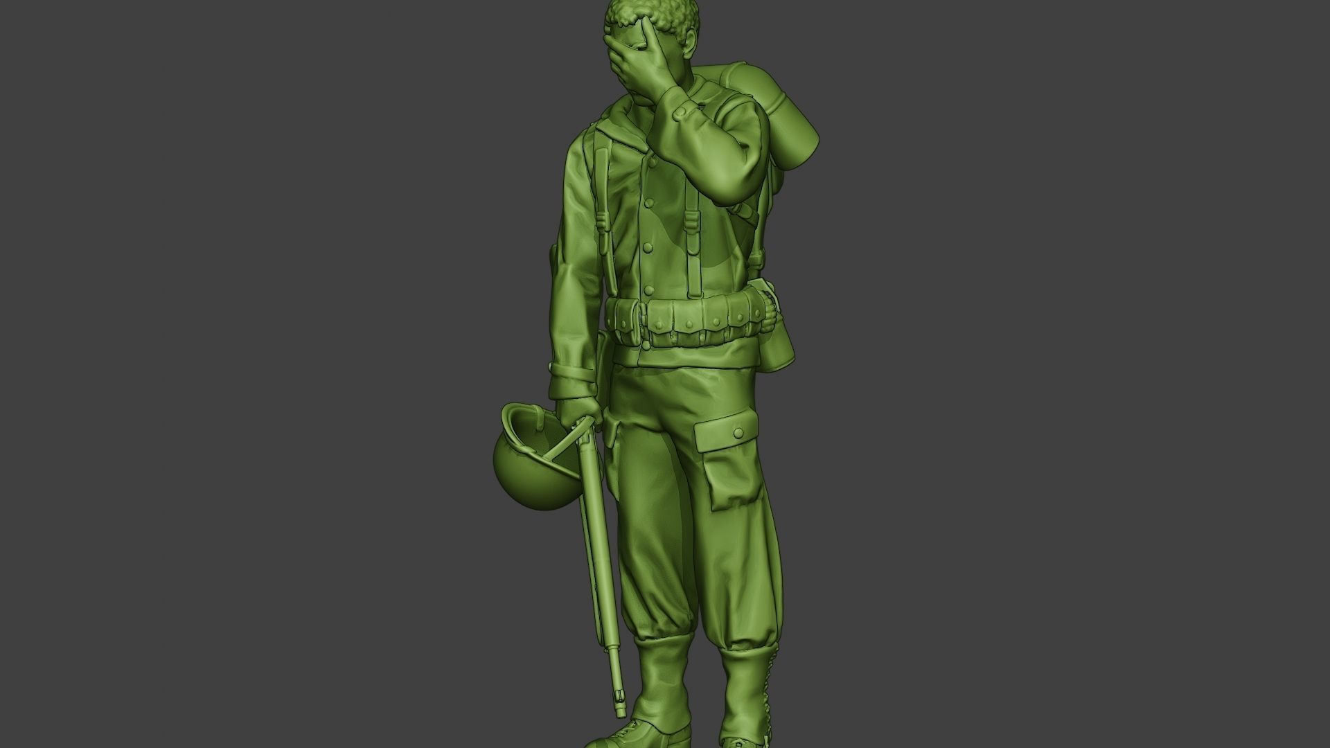 American soldier ww2 Crying A11 3D print model_27