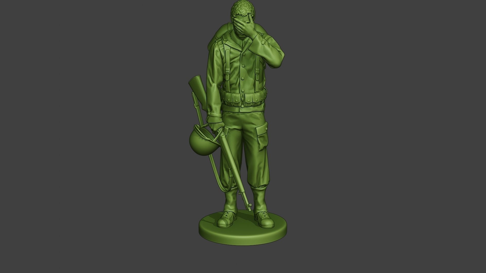 American soldier ww2 Crying A11 3D print model_11