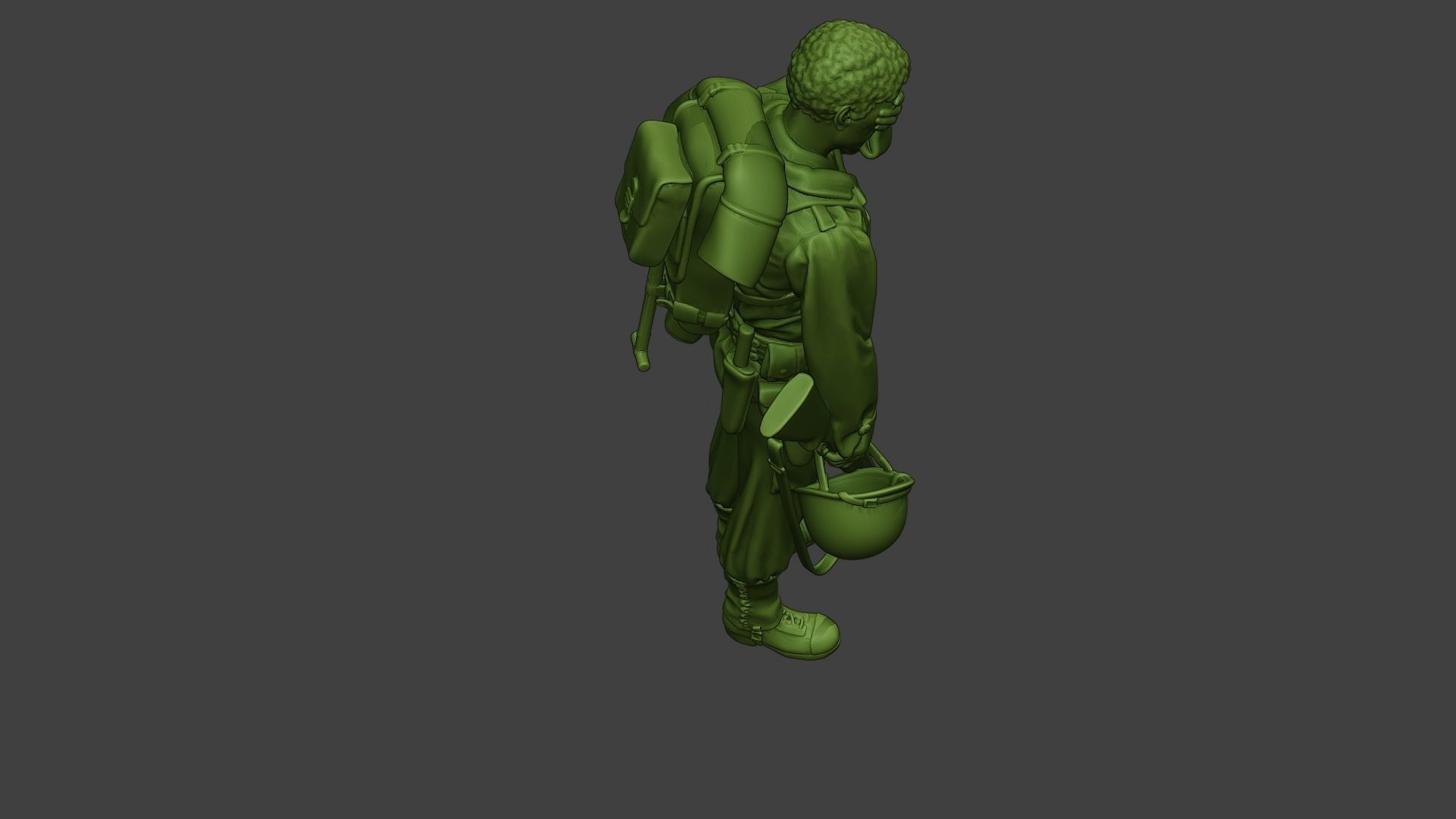 American soldier ww2 Crying A11 3D print model_23