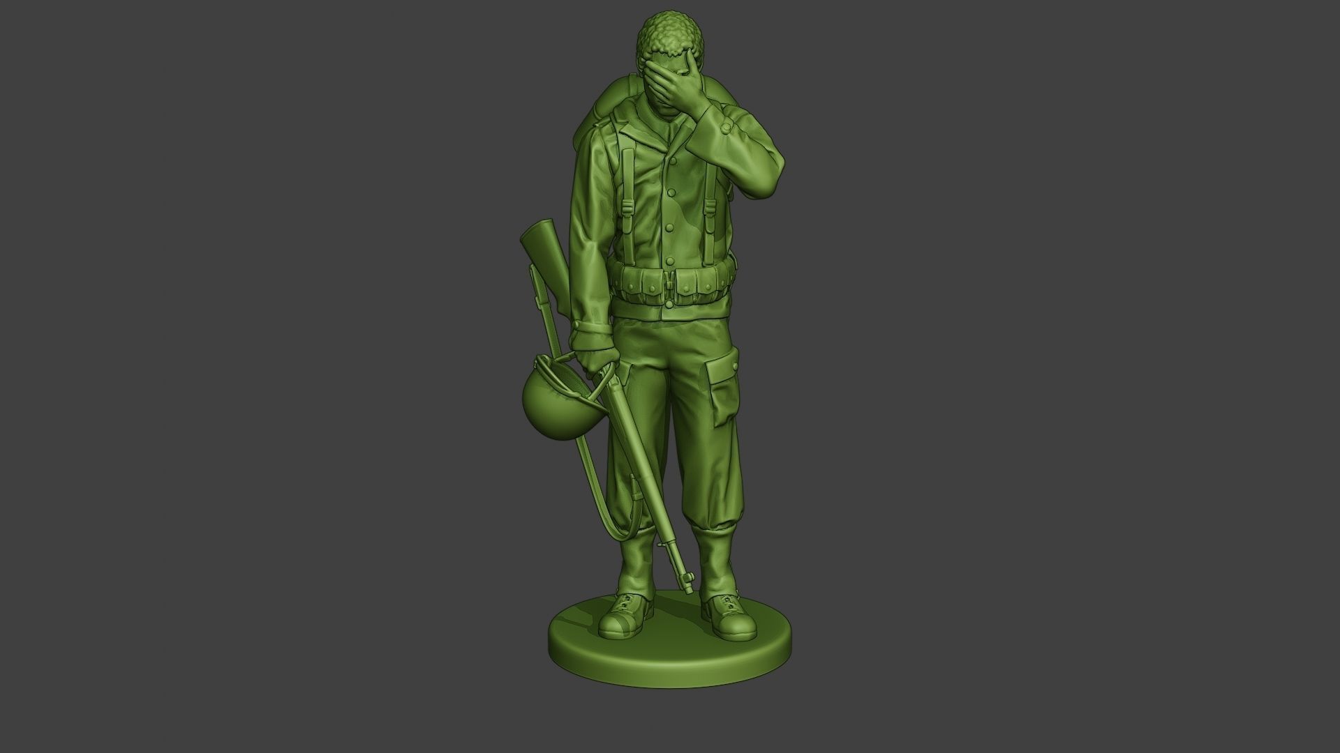 American soldier ww2 Crying A11 3D print model_1