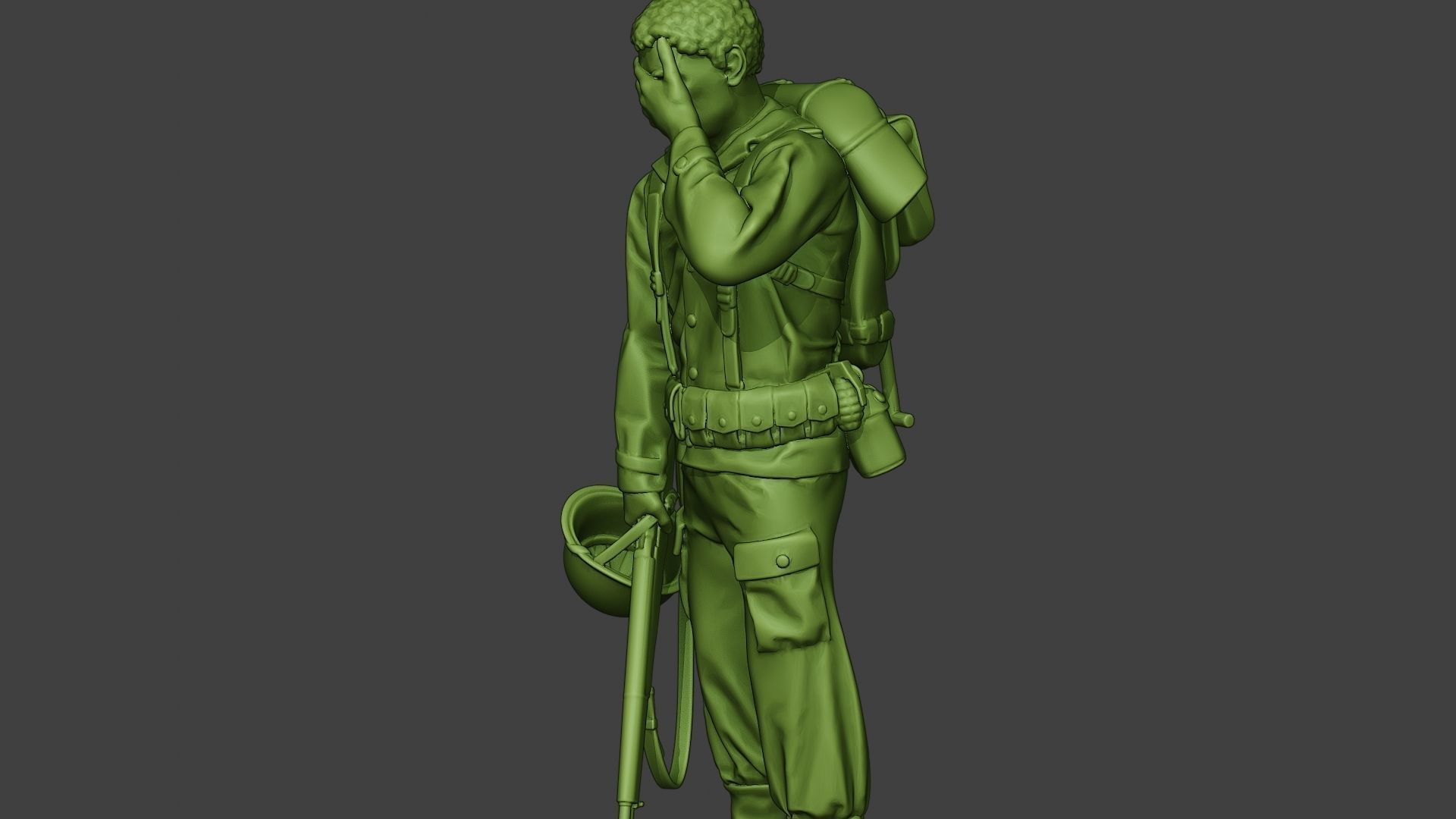 American soldier ww2 Crying A11 3D print model_18