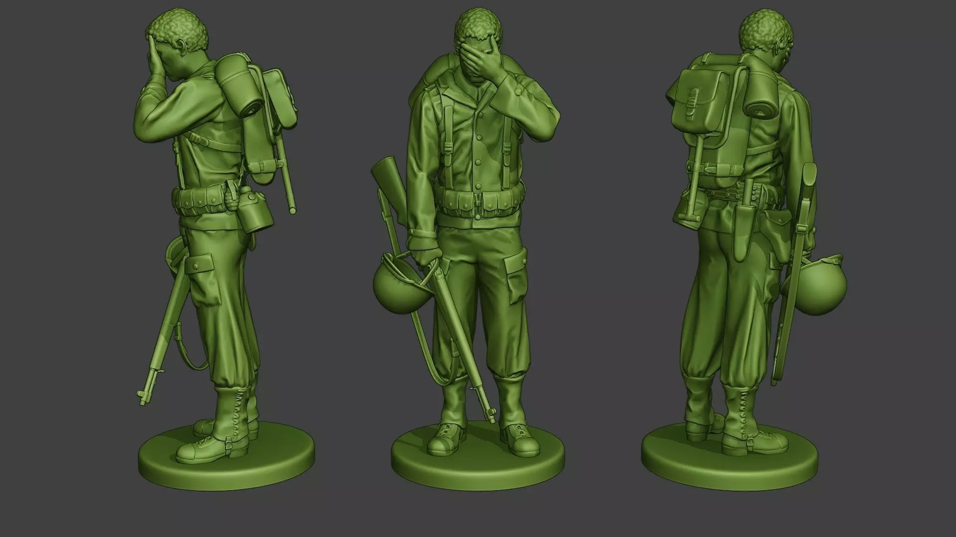 American soldier ww2 Crying A11 3D print model_0