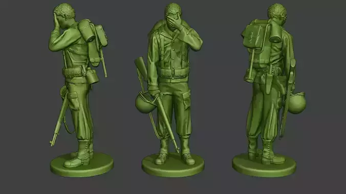 American soldier ww2 Crying A11 3D print model