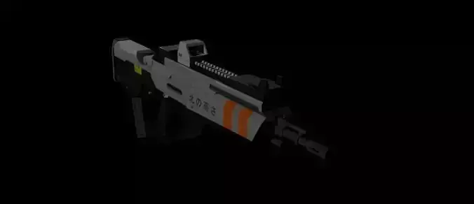 Cyberpunk gun T32 Low-poly 3D model