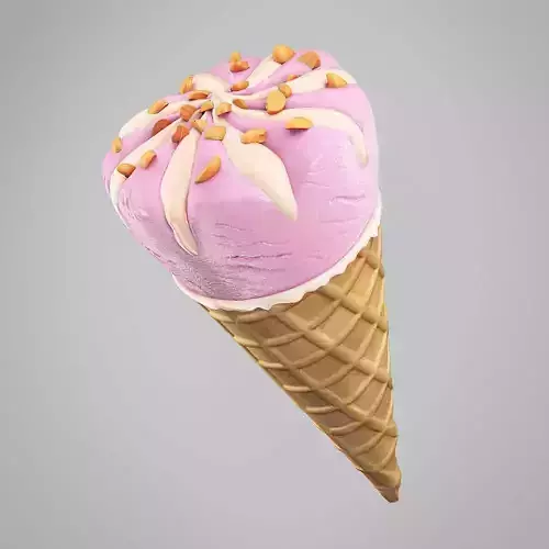 Ice Cream Waffle Cone Strawberry 3D model