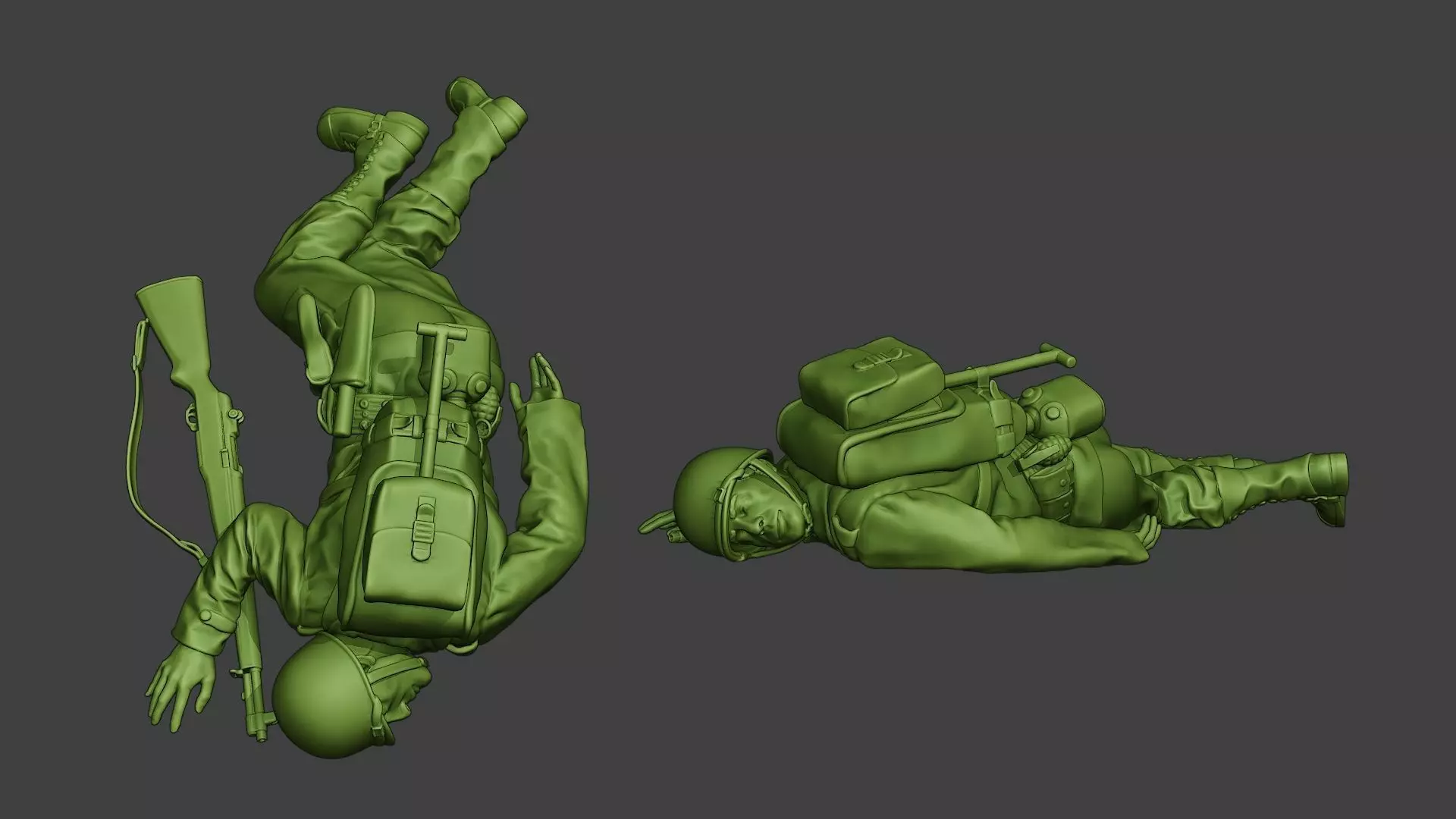 American soldier ww2 killed2 A11 3D print model_0